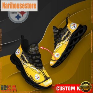 NFL Max Soul Shoes, Pittsburgh Steelers Clunky Shoes Custom Name