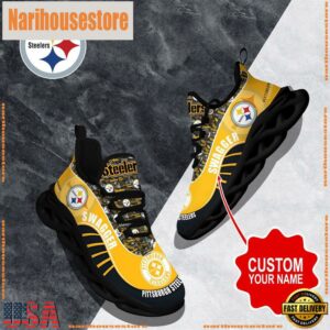 NFL Max Soul Shoes, Pittsburgh Steelers Clunky Shoes Sport Custom Name Football