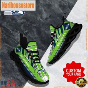 NFL Max Soul Shoes, Seattle Seahawks Clunky Shoes Logo Custom Name Nfl