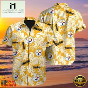 NFL Mens Hawaiian Button Up Shirt Tropical Leafs Print , Vintage Hawaiian Shirts 6 NFL Mens Hawaiian Button Up Shirt Tropical Leafs Print