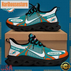 NFL Miami Dolphins Blue White Stripes Logo Custom Max Soul Shoes