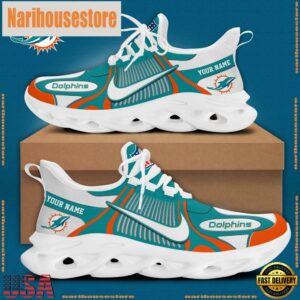 NFL Miami Dolphins Blue White Stripes Logo Custom Max Soul Shoes