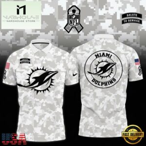 NFL Miami Dolphins Camo 2024 Salute to Service Polo Shirt