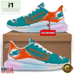 NFL Miami Dolphins Custom Rainbow Atmospheric Cushion Running Shoes, Women's Sneaker