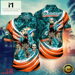 NFL Miami Dolphins Halloween Horror Movies Summer Hawaiian Shirts