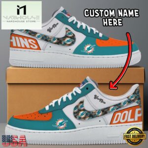 NFL Miami Dolphins Logo Team Design Custom Air Force 1 Shoes