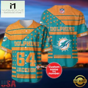 NFL Miami Dolphins Personalized American Flag Baseball Jersey