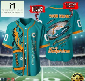 NFL Miami Dolphins Team Logo Litmited Edition Baseball Jersey