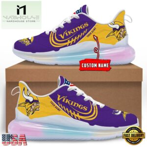 NFL Minnesota Vikings Custom Rainbow Atmospheric Cushion Running Shoes, Women's Sneaker
