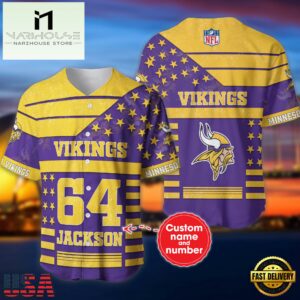 NFL Minnesota Vikings Personalized American Flag Baseball Jersey