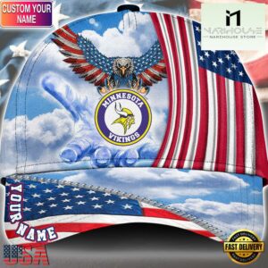 NFL Minnesota Vikings Special American Flag Veterans Custom Cap