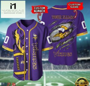 NFL Minnesota Vikings Team Logo Litmited Edition Baseball Jersey
