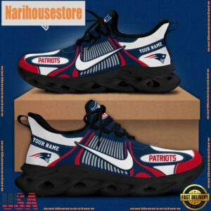 NFL New England Patriots Blue White Stripes Logo Custom Clunky Max Soul Shoes