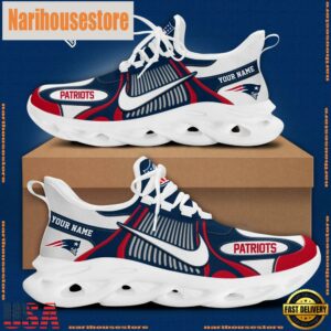 NFL New England Patriots Blue White Stripes Logo Custom Clunky Max Soul Shoes