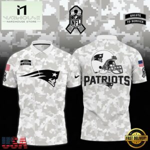 NFL New England Patriots Camo 2024 Salute to Service Polo Shirt