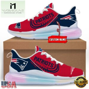 NFL New England Patriots Custom Rainbow Atmospheric Cushion Running Shoes, Women's Sneaker