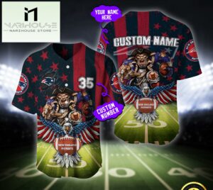 NFL New England Patriots Eagle US Flag x Veterans Custom Baseball Jersey
