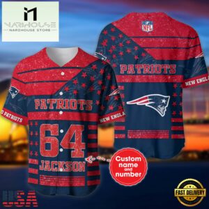 NFL New England Patriots Personalized American Flag Baseball Jersey