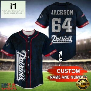NFL New England Patriots Personalized Baseball Jersey, Football Team Design Jersey Shirt