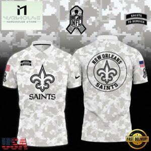 NFL New Orleans Saints Camo 2024 Salute to Service Polo Shirt