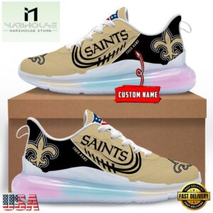 NFL New Orleans Saints Custom Rainbow Atmospheric Cushion Running Shoes, Women's Sneaker