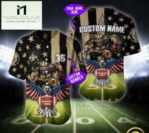 NFL New Orleans Saints Eagle US Flag x Veterans Custom Baseball Jersey