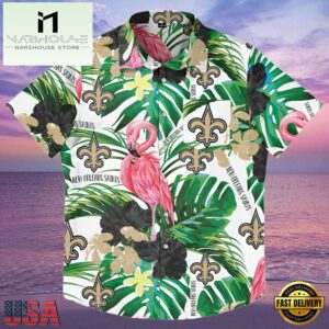 NFL New Orleans Saints Flamingo Button Up Shirt