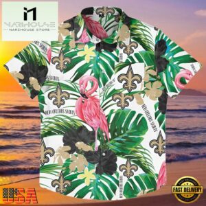 NFL New Orleans Saints Flamingo Button Up Shirt , Vintage Hawaiian Shirts 6 NFL New Orleans Saints Flamingo Button Up Shirt
