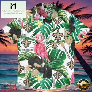 NFL New Orleans Saints Flamingo Button Up Shirt