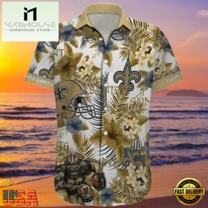NFL New Orleans Saints Hawaiian Shirt Customizable Floral , Vintage Hawaiian Shirts 6 NFL New Orleans Saints Hawaiian Shirt Customizable Floral