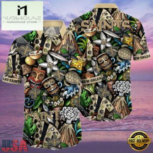 NFL New Orleans Saints Hawaiian Shirt Design Island Tiki