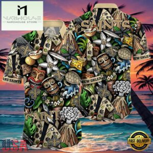 NFL New Orleans Saints Hawaiian Shirt Design Island Tiki
