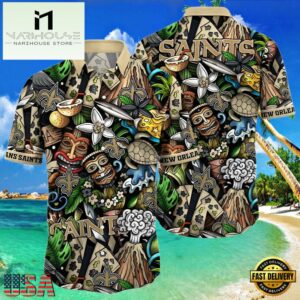 NFL New Orleans Saints Hawaiian Shirt Design Island Tiki