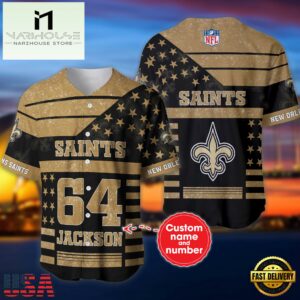 NFL New Orleans Saints Personalized American Flag Baseball Jersey