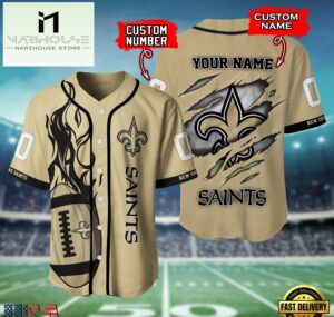 NFL New Orleans Saints Team Logo Litmited Edition Baseball Jersey