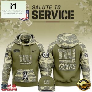 NFL New York Giants 2024 Salute to Service Club Green Camo Hoodie Best Veterans Day Gift