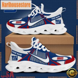 NFL New York Giants Blue White Stripes Logo Custom Clunky Max Soul Shoes