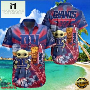 NFL New York Giants Hawaiian Shirt Baby Yoda Tiki Party