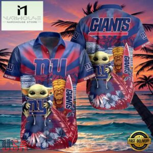 NFL New York Giants Hawaiian Shirt Baby Yoda Tiki Party