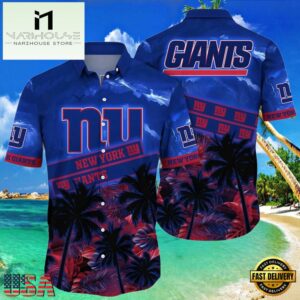 NFL New York Giants Hawaiian Shirt Palm Trees , Vintage Hawaiian Shirts 7 NFL New York Giants Hawaiian Shirt Palm Trees