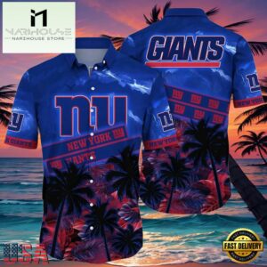 NFL New York Giants Hawaiian Shirt Palm Trees