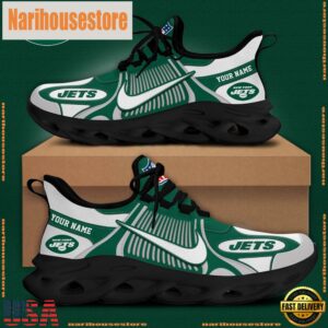 NFL New York Jets Blue White Stripes Logo Custom Clunky Max Soul Shoes