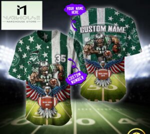 NFL New York Jets Eagle US Flag x Veterans Custom Baseball Jersey