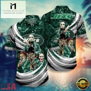 NFL New York Jets Halloween Horror Movies Summer Hawaiian Shirts