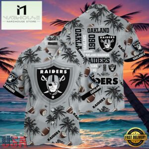 NFL Oakland Raiders Hawaiian Shirt Tropical Coconut Tree