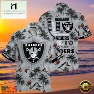 NFL Oakland Raiders Hawaiian Shirt Tropical Coconut Tree , Vintage Hawaiian Shirts 6 NFL Oakland Raiders Hawaiian Shirt Tropical Coconut Tree