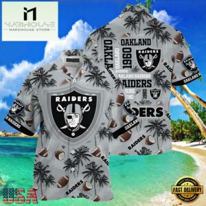 NFL Oakland Raiders Hawaiian Shirt Tropical Coconut Tree , Vintage Hawaiian Shirts 7 NFL Oakland Raiders Hawaiian Shirt Tropical Coconut Tree