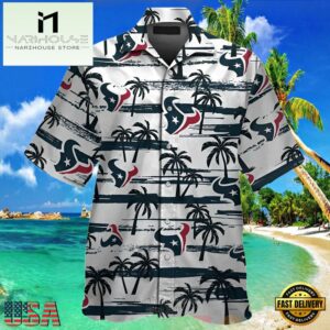 NFL Palm Tree Houston Texans Hawaiian Shirt White , Vintage Hawaiian Shirts 7 NFL Palm Tree Houston Texans Hawaiian Shirt White