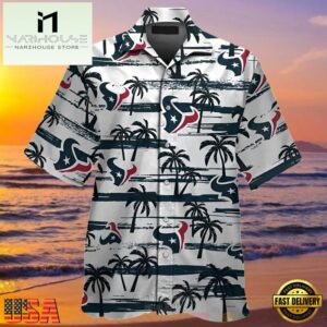NFL Palm Tree Houston Texans Hawaiian Shirt White , Vintage Hawaiian Shirts 6 NFL Palm Tree Houston Texans Hawaiian Shirt White