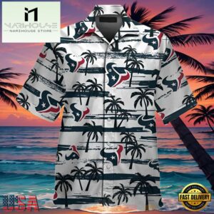 NFL Palm Tree Houston Texans Hawaiian Shirt White
